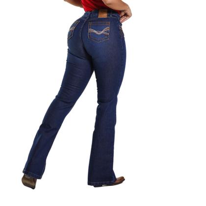 Imagem de Calça Country Feminina Jeans Flare Premium PLUS SIZE Sky Claro Bordado na Lateral do Bolso Frente - Rodeo Farm