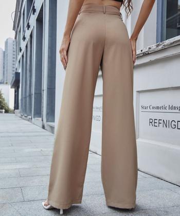 Imagem de Calça De Alfaiataria Pantalona Feminina Cintura Alta -