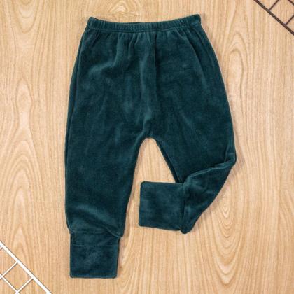 Imagem de Calça de bebê plush básica verde escuro