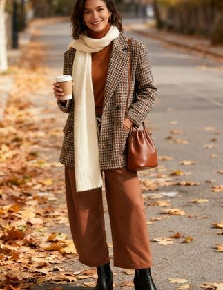 Imagem de Calça de moletom feminina RIATOUR Barrel Coffee Brown com bolsos