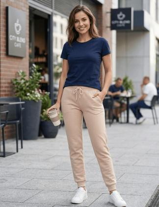 Imagem de Calça de Moletom Feminino Flanelado com elástico Cordinha e Punho na Barra