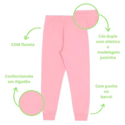 Imagem de Calça de Moletom Infantil Flanelada Jogger com Punho em Algodão Alakazoo