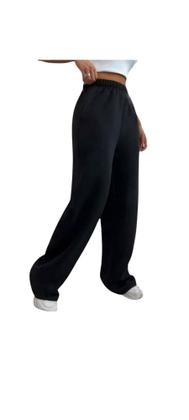 Imagem de Calça de moletom preta de verão sem felpas feminina com barra reta