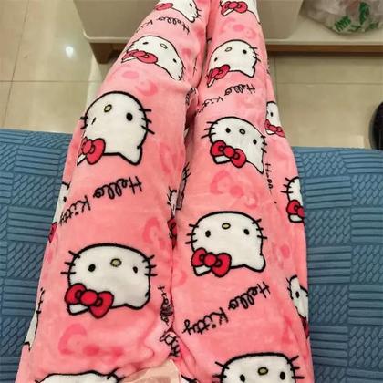 Imagem de Calça de Pijama Feminina Hello Kitty - Grossa, de Lã, com Elástico Duplo