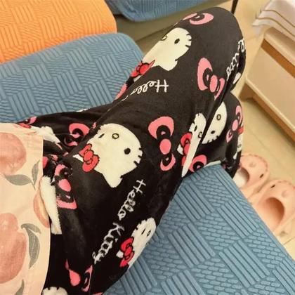Imagem de Calça de Pijama Feminina Hello Kitty - Grossa, de Lã, com Elástico Duplo