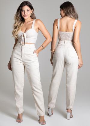 Imagem de Calça em Linho Social Original Sawary Cintura Alta Alfaiataria