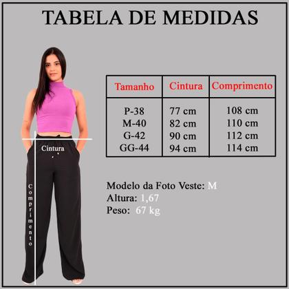 Imagem de Calça Feminina Alfaiataria Estilo Pantalona Básica Com Bolso