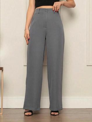 Imagem de Calça Feminina Alfaiataria Pantalona Com Cinto Elegante