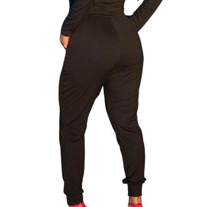 Imagem de Calça feminina canelada com elastico no cos e bolso social