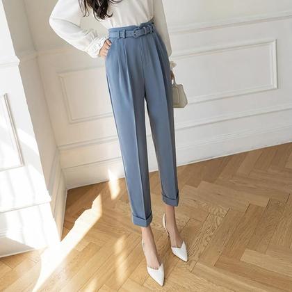 Imagem de Calça Feminina Casual de Verão - Comprimento Tornozelo - Estilo Elegante para Escritório