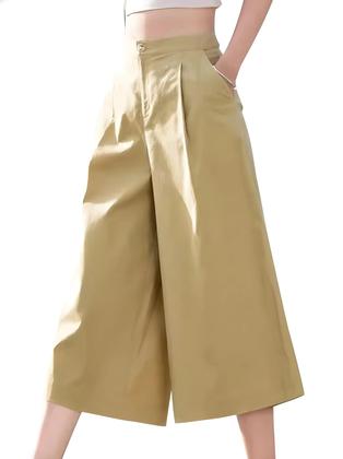 Imagem de Calça Feminina Cintura Alta e Perna Larga - Estilo Coreano Casual para Verão