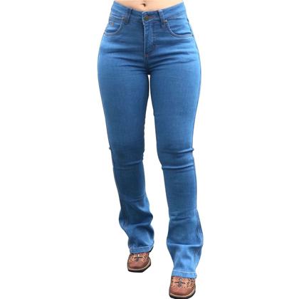 Imagem de Calça Feminina Country Barra Larga C/ Lycra Jeans Resistente