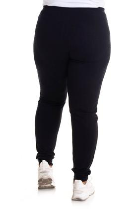 Imagem de Calça Feminina em Malha Molettinho Cós com Elástico Bolsos Frente Filete Cor Contrastante