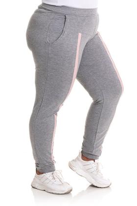 Imagem de Calça Feminina em Malha Molettinho Cós com Elástico Bolsos Frente Filete Cor Contrastante