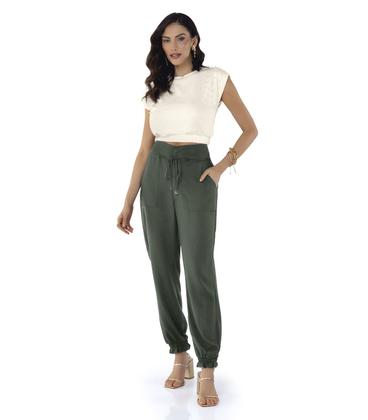 Imagem de Calça Feminina Em Viscose Sarjada Twill Endless Verde