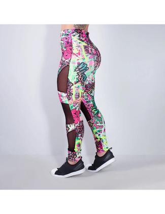 Imagem de Calça Feminina Estampada com Recortes de Tule - Fitmoda