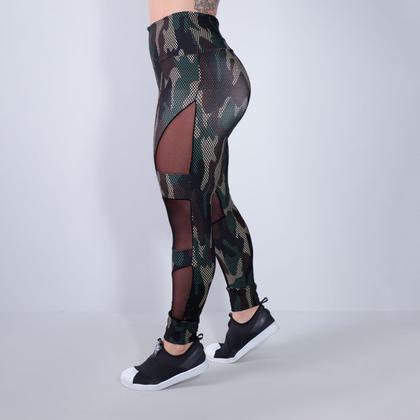 Imagem de Calça Feminina Estampada com Recortes de Tule - Fitmoda