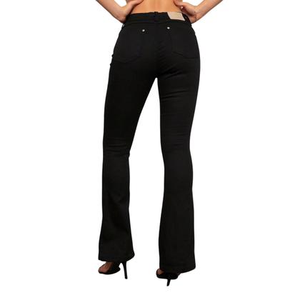 Imagem de Calça Feminina Flare Preta Sarja Lisa Modelo Premium