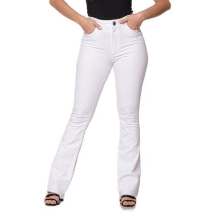 Imagem de Calça Feminina Flare Sarja Branca Cintura Alta Premium