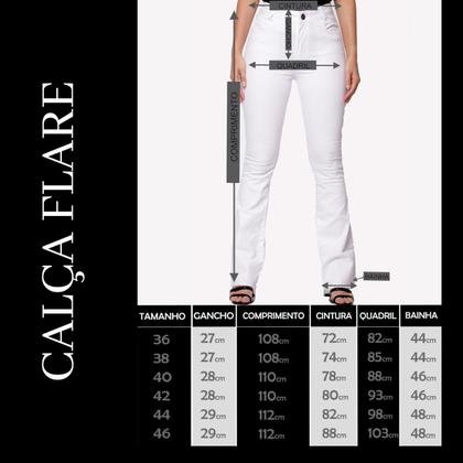 Imagem de Calça Feminina Flare Sarja Branca Cintura Alta Premium