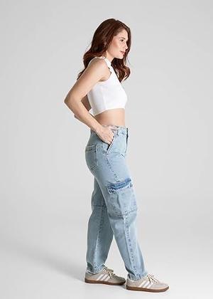 Imagem de Calça Feminina Jeans Barrel Sawary Premium Original Cintura Alta Moda 280514