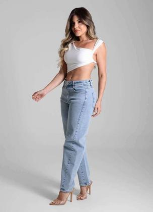 Imagem de Calça Feminina Jeans Barrel Sawary Premium Original Cintura Alta Moda 281567