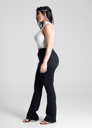 Imagem de Calça Feminina Jeans Bootcut Sawary Premium Original Cintura Alta Moda 281306