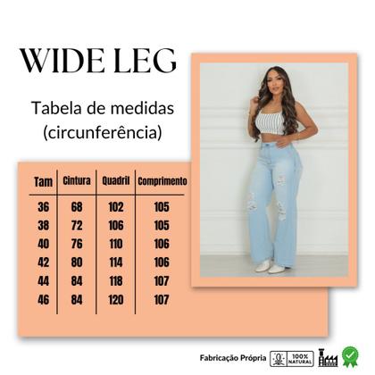 Imagem de Calça Feminina Jeans Wide Leg Pantalona Cintura Alta Premium