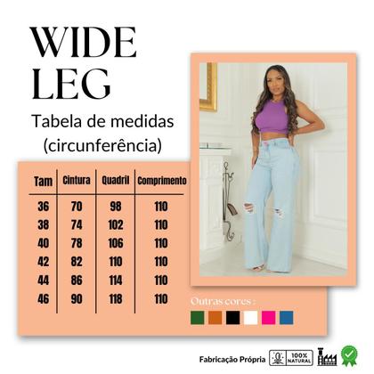 Imagem de Calça Feminina Jeans Wide Leg Pantalona Cintura Alta Premium