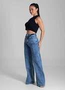 Imagem de Calça Feminina Jeans Wide Leg Sawary Premium Original Cintura Alta Moda 281721