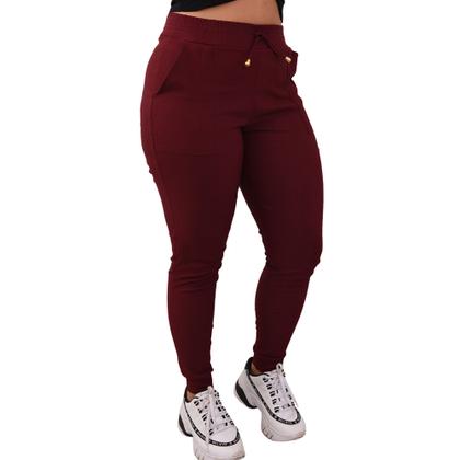 Imagem de Calça Feminina Jogger Cintura Alta Cargo Envio Imediato Elastano Moda Blogueira
