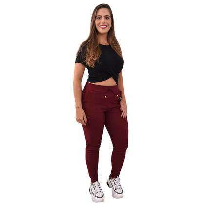 Imagem de Calça Feminina Jogger Cintura Alta Cargo Envio Imediato Elastano Moda Blogueira