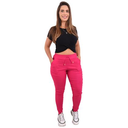 Imagem de Calça Feminina Jogger Cintura Alta Cargo Envio Imediato Elastano Moda Blogueira