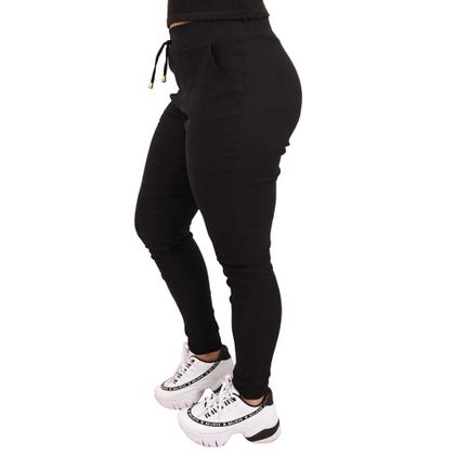 Imagem de Calça Feminina Jogger Cintura Alta Cargo Envio Imediato Elastano Moda Blogueira