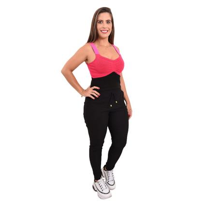 Imagem de Calça Feminina Jogger Cintura Alta Cargo Envio Imediato Elastano Moda Blogueira
