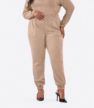 Imagem de Calça Feminina Jogger Piquet Plus Size Secret Glam Marrom