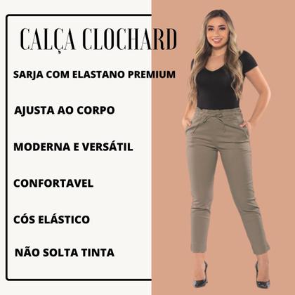 Imagem de Calça Feminina Jogger Sarja Slim Com Elástico Cós Alto Estilo Alfaiataria Bolso Faca Moderna e Confortavel