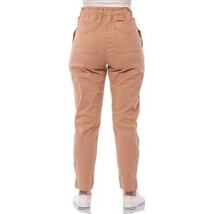 Imagem de Calça Feminina Jogger Sarja Slim Com Elástico Cós Alto Estilo Alfaiataria Bolso Faca Moderna e Confortavel
