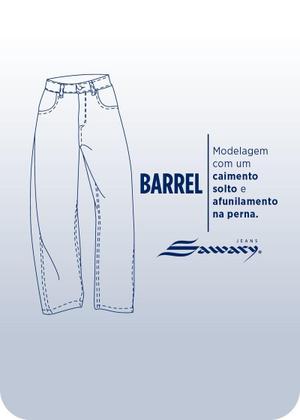 Imagem de Calça Feminina Linho Barrel Sawary Premium Original Cintura Alta Moda 280648