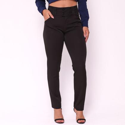 Imagem de Calça Feminina Modelo Skinny Tecido de Two Way Preto Cintura Alta