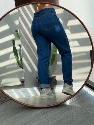 Imagem de Calça Feminina Mom Escura Lisa Jeans Cintura Alta Go Girl