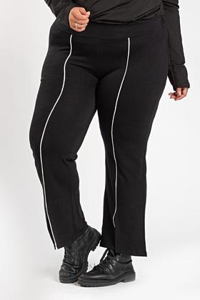 Imagem de Calça Feminina Pantacourt Plus Size Moletinho c/ Elastano Filete Contraste - Serena