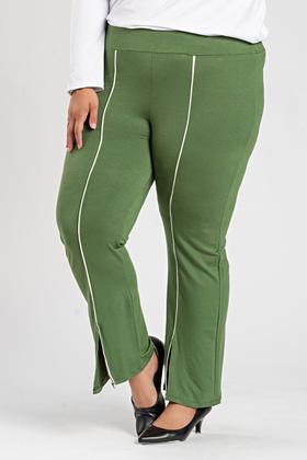 Imagem de Calça Feminina Pantacourt Plus Size Moletinho c/ Elastano Filete Contraste - Serena