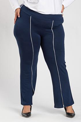 Imagem de Calça Feminina Pantacourt Plus Size Moletinho c/ Elastano Filete Contraste - Serena