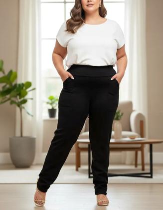 Calça Feminina Plus Size Realmente De Malha Para Senhoras Social