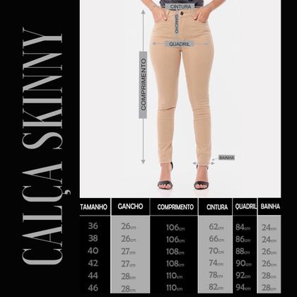 Imagem de Calça Feminina Skinny Jeans Sarja Com Elastano Ajusta Ao Corpo Costura Reforçada Estilo E Conforto