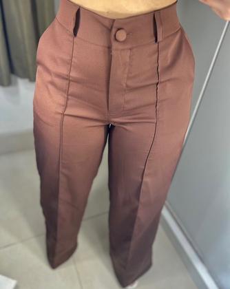 Imagem de Calça Feminina Social Pantalona Alfaiataria Cintura Alta Wide Leg Elegante