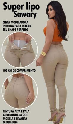 Imagem de Calça Feminina Super Lipo Sawary Jeans Cintura Alta em Sarja