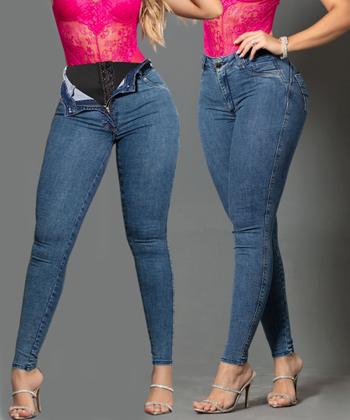 Imagem de Calça Feminina Super Lipo Sawary Jeans com Cinta Modeladora de Compressão