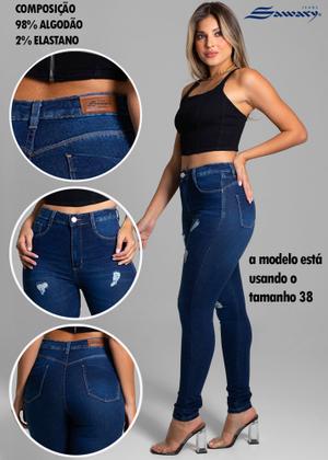 Imagem de Calça Feminina Super Lipo Sawary Jeans Cós Alto com Lycra